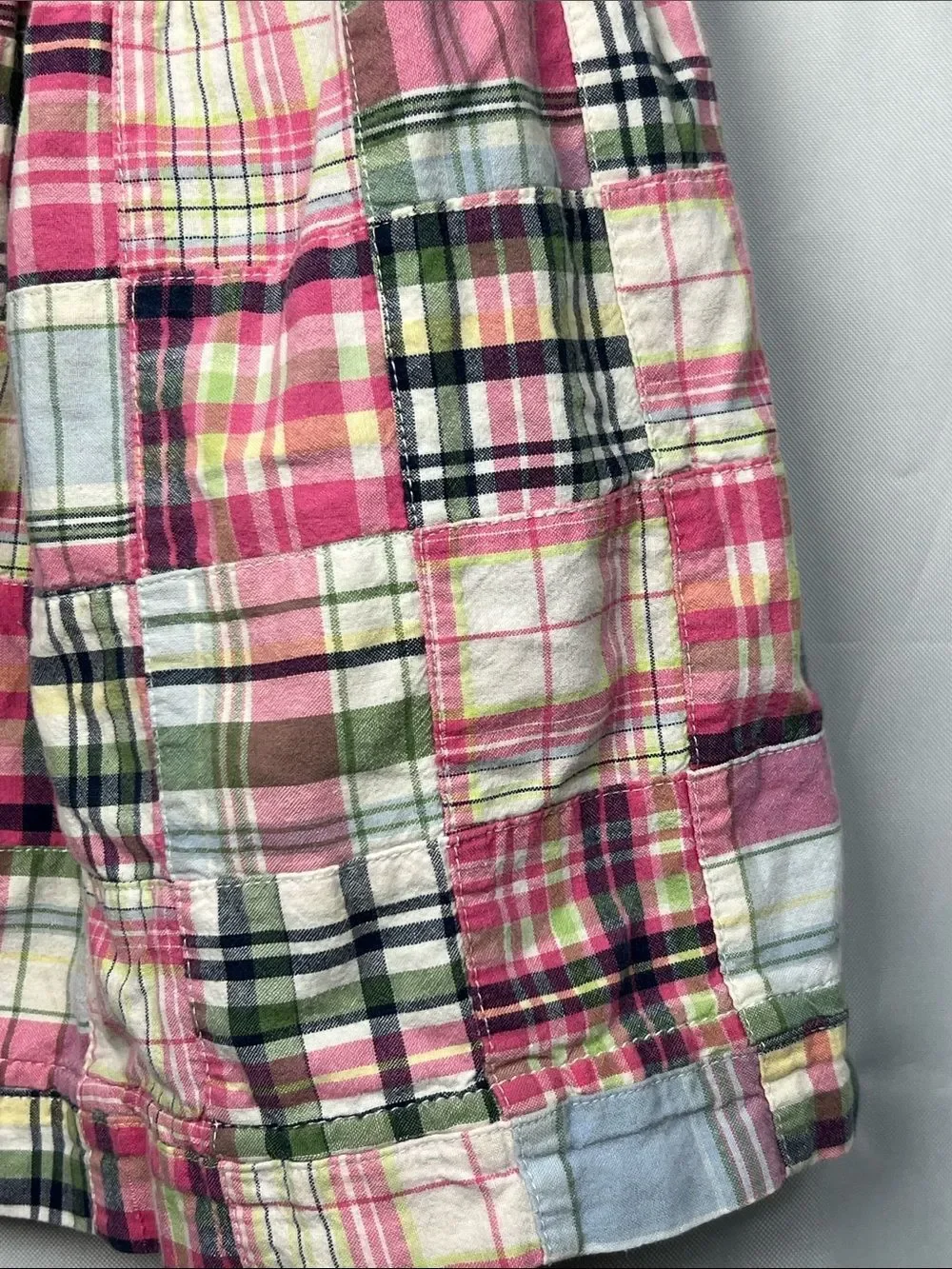 Baby Gap pink and blue plaid patchwork cotton sun dress